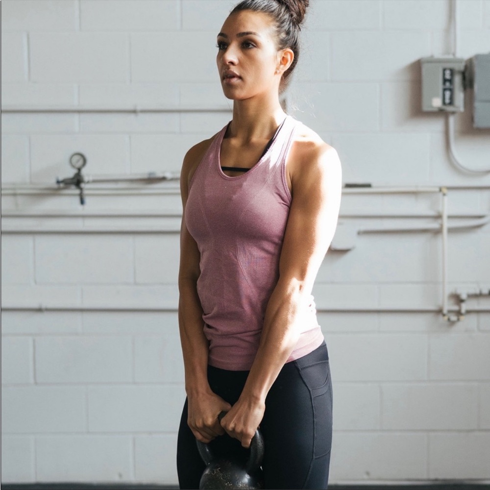 Zyia Pink Seamless Copoer Infused Tank Top XS